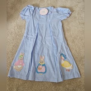 Classic Whimsy Storybook Rabbit Blue Gingham Dress Size 8